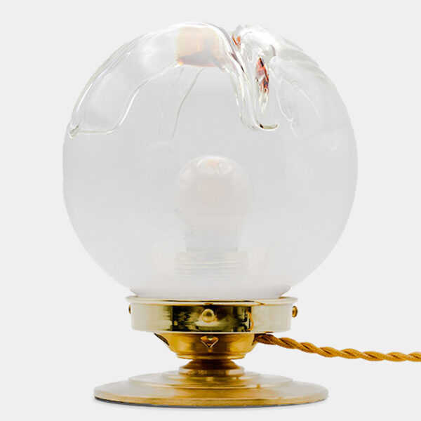 Vintage Table Lamp with Murano-Style Glass Globe and Brass Base – Refined Elegance