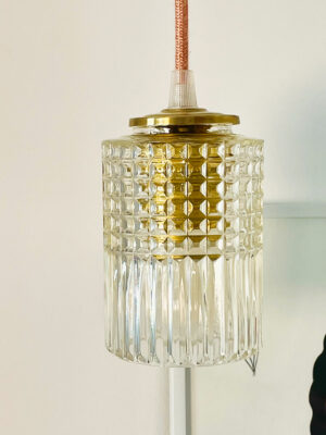 Vintage glass pendant light fixture.