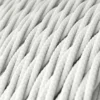 Câble électrique torsadé avec tissu de couleur unie en coton blanc. Câble textile blanc brillant - TM01 tressé 2x0,75mm.