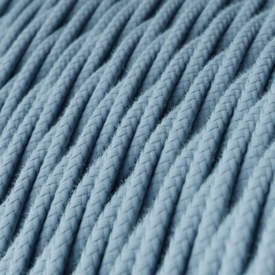Câble textile Bleu océan coton tressé en bobine. Tressé 2x0,75mm. - TC53