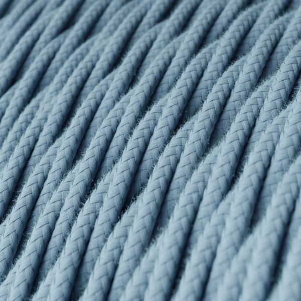 Câble textile Bleu océan coton tressé en bobine. Tressé 2x0,75mm. - TC53