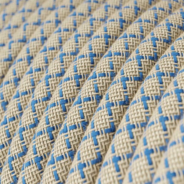 Câble textile et losange beige rond. - RD65