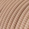 Câble textile Rose antique et beige ZigZag rond. - RD71