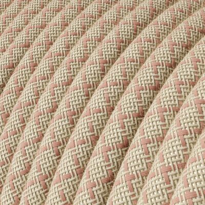 Câble textile Rose antique et losange beige.