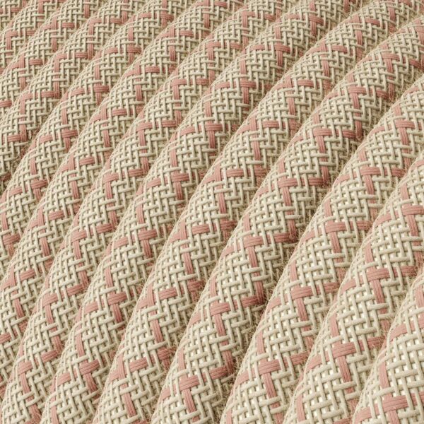 Câble textile Rose antique et losange beige.