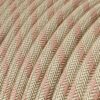 Round Electric Cable covered by Ancient Pink Stripes Cotton and Natural Linen. - RD51
