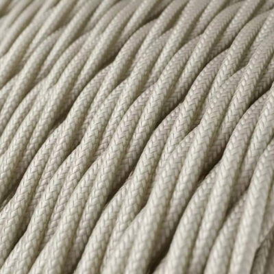 Câble électrique textile blanc brillant - TM00 tressé. 2x075mm.