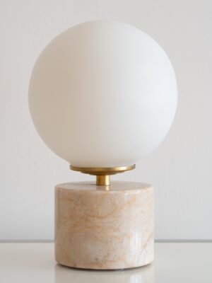 pauline opaline globe lamp marble base minimalist soft light alfama chic